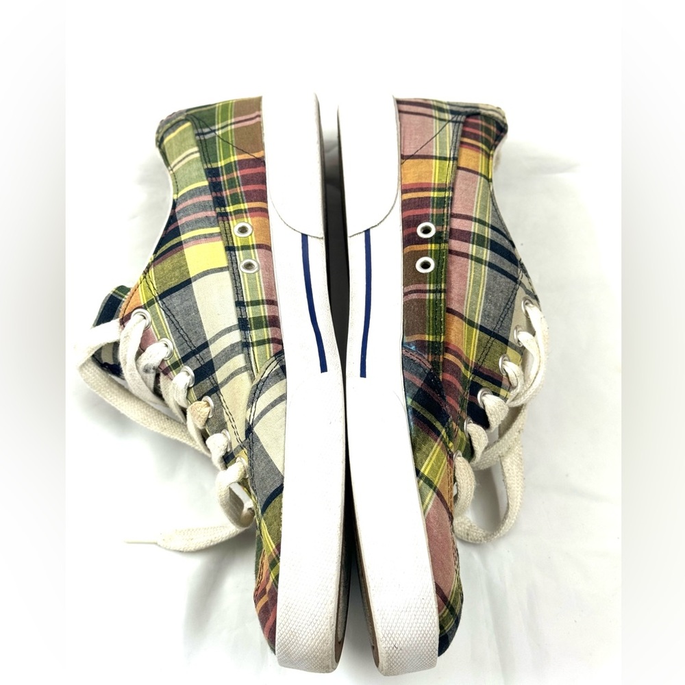 Polo Ralph Lauren Brisbane Plaid Canvas Lace-Up Sneakers - Size 10 D